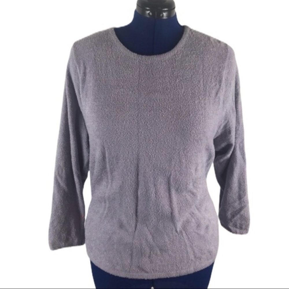 Modern Soul 1X light purple soft‎ fuzzy crew neck 3/4 length sleeve sweater